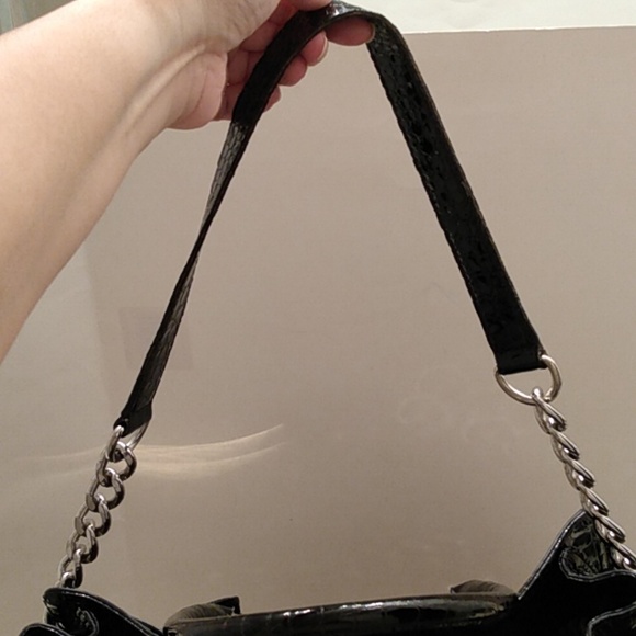 Michael Kors Hamilton Croc Embossed Patent Leather Bag Purse - Picture 9 of 17